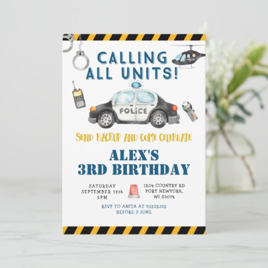 警察の誕生日パーティーへの招待 招待状 (スタンド正面)