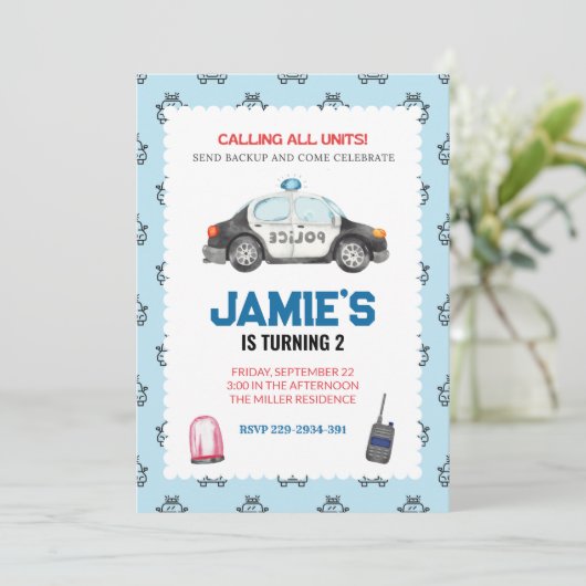 警察の誕生日パーティーへの招待 招待状 (スタンド正面)