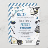 警察の誕生日パーティーへの招待 – 警察官 招待状 (正面/裏面)