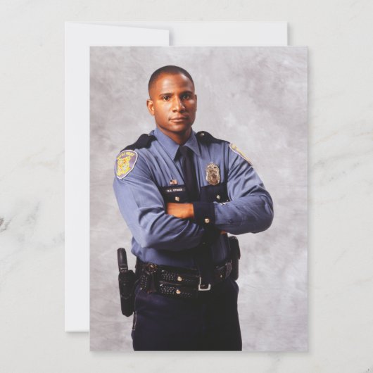 警察の誕生日パーティー ゴールドスターズの写真 招待状 (裏面)