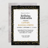 警察の誕生日パーティー ゴールドスターズの写真 招待状 (正面/裏面)