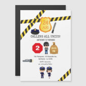 警察の誕生日パーティー マグネット招待状 (正面/裏面)