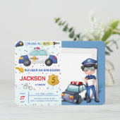 警察の誕生日写真招待状 招待状 (スタンド正面)