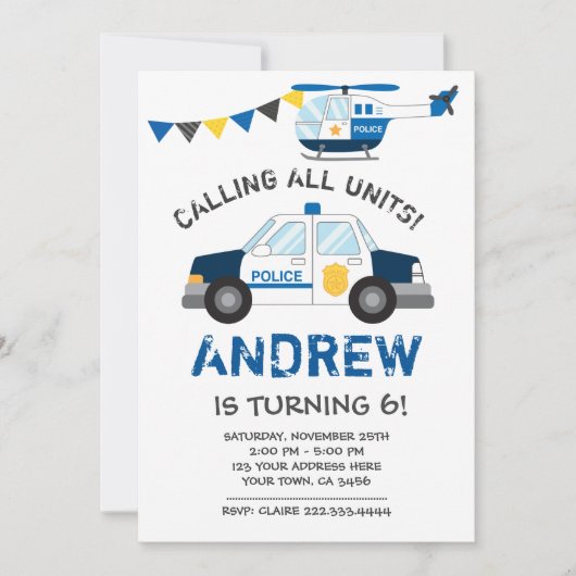 警察の誕生日招待状 招待状 (正面)