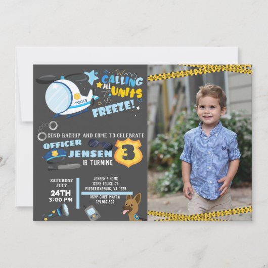 警察の誕生日招待状 招待状 (正面)