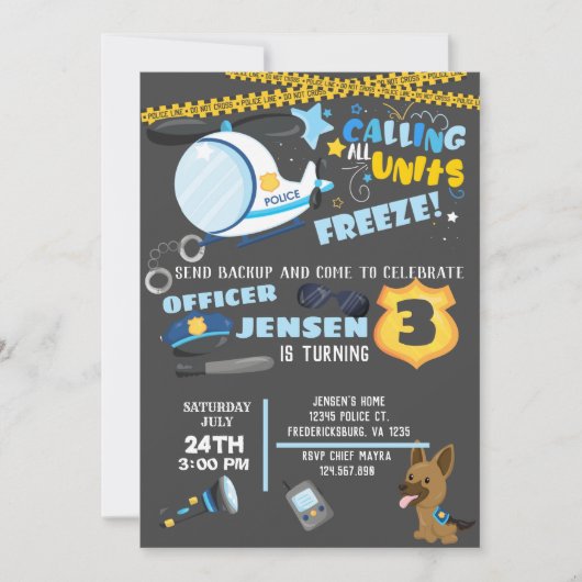 警察の誕生日招待状 招待状 (正面)