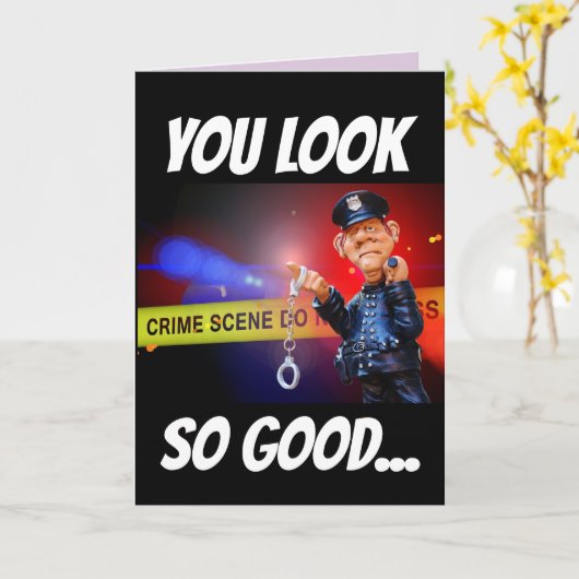 警察の誕生日面白いグリーティングカード カード (黄色い花)