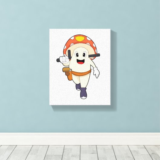 警察の警察官としてのキノコ キャンバスプリント (インサイチュ (ウッドフロア))