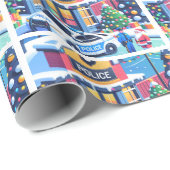 警察の車の警官サンタとクリスマスツリー ラッピングペーパー (ロールコーナー)