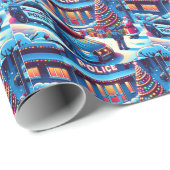 警察の車の警官サンタとクリスマスツリー ラッピングペーパー (ロールコーナー)