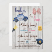 警察の車や弓のジェンダーが招待を明らかにする。 招待状 (正面/裏面)