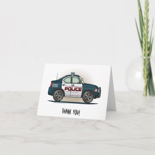 警察の迎撃車パトカー サンキューカード (正面)