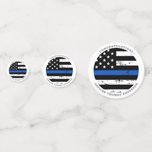 警察の退職の細い青い線のフラグの写真 コンフェッティ (裏面)