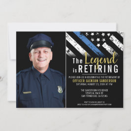 警察の退職の細い青い線のフラグの写真 招待状