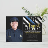 警察の退職の細い青い線のフラグの写真 招待状 (スタンド正面)