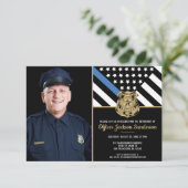 警察の退職の細い青い線のフラグの写真 招待状 (スタンド正面)