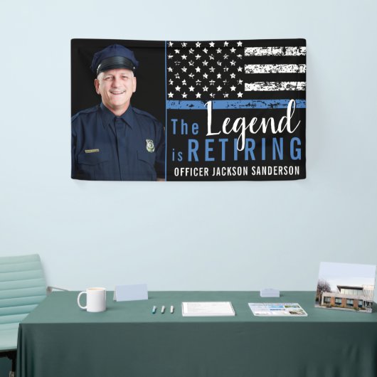 警察の退職の細い青い線のフラグの写真 横断幕 (トレードショー)