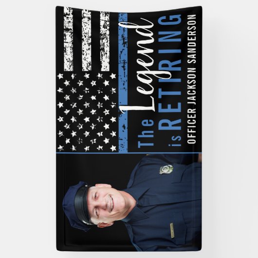 警察の退職の細い青い線のフラグの写真 横断幕 (縦)