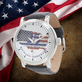 警察の退職ウォッチ薄いブルーライン米国国旗 腕時計