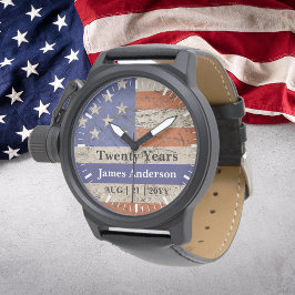 警察の退職ウォッチ薄いブルーライン米国国旗 腕時計