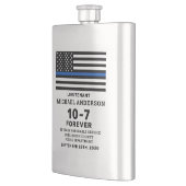 警察の退職ギフトが薄い青い線をパーソナライズ フラスク (左)