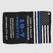 警察の退職ギフトパーソナライズされた薄い青い線 ゴルフタオル (横)