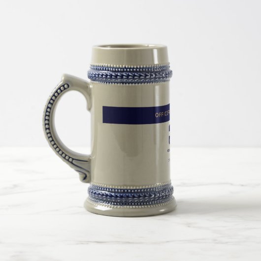 警察の退職ギフトパーソナライズされた薄い青い線 ビールジョッキ (左)