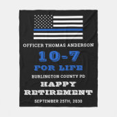 警察の退職ギフトパーソナライズされた薄い青い線 フリースブランケット (正面)