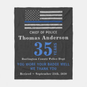 警察の退職ギフト記念日シンブルーライン フリースブランケット (正面)