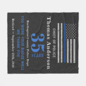 警察の退職ギフト記念日シンブルーライン フリースブランケット (正面(横))