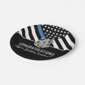 警察の退職シンブルーラインおめでとう ペーパープレート (アングル)