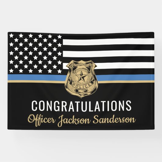 警察の退職シンブルーラインおめでとう 横断幕 (横)