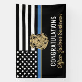 警察の退職シンブルーラインおめでとう 横断幕 (縦)