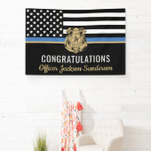 警察の退職シンブルーラインおめでとう 横断幕 (インサイチュ)