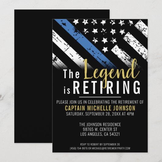 警察の退職シンブルーラインのフラグの強制 招待状 (正面/裏面)