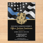 警察の退職シンブルーライン法執行部 アクリル招待状 (正面)