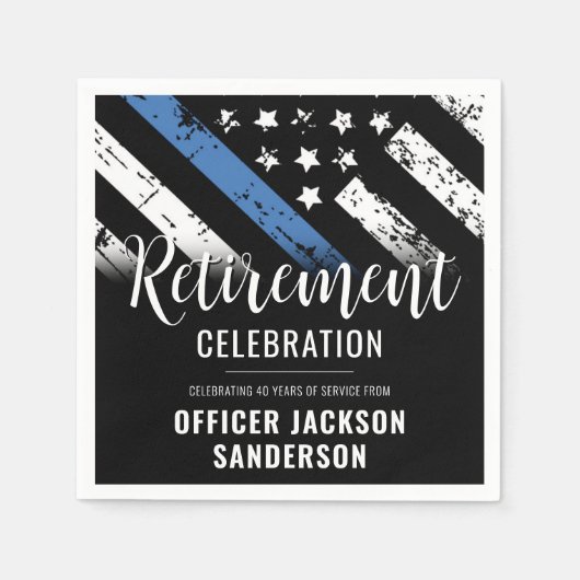 警察の退職シンブルーライン法執行部 スタンダードカクテルナプキン (正面)