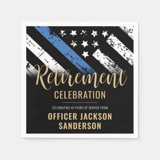警察の退職シンブルーライン法執行部 スタンダードカクテルナプキン (正面)