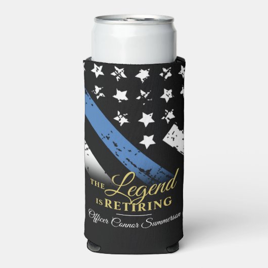 警察の退職シンブルーライン法執行部 スリム缶クーラー (Seltzer正面)