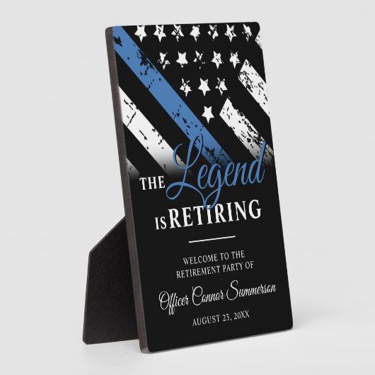 警察の退職シンブルーライン法執行部 フォトプラーク (側面)