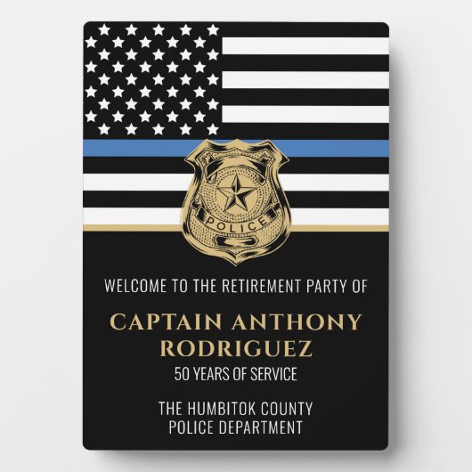 警察の退職シンブルーライン法執行部 フォトプラーク (正面)