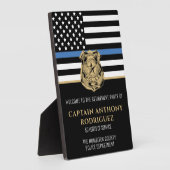 警察の退職シンブルーライン法執行部 フォトプラーク (側面)