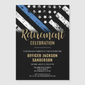 警察の退職シンブルーライン法執行部 マグネット招待状 (正面)