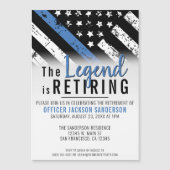 警察の退職シンブルーライン法執行部 マグネット招待状 (正面)