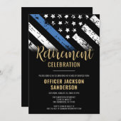 警察の退職シンブルーライン法執行部 招待状 (正面/裏面)