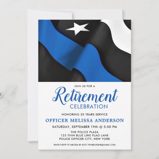 警察の退職シンブルーライン法執行部 招待状 (正面)