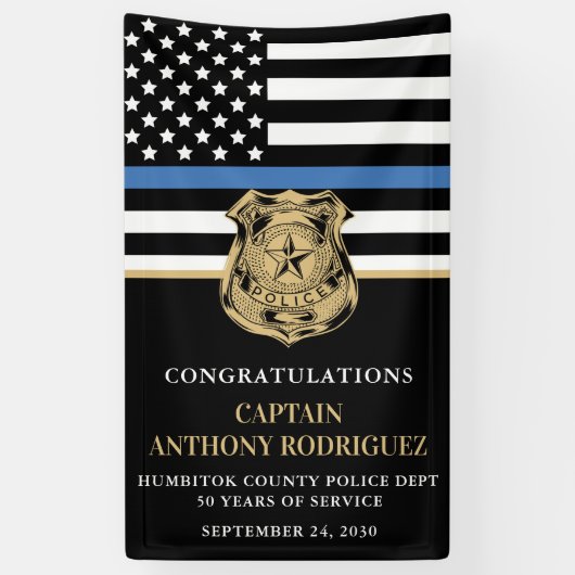 警察の退職シンブルーライン法執行部 横断幕 (縦)