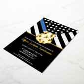 警察の退職シンブルーライン法執行部 箔招待状 (回転した状態)