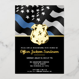 警察の退職シンブルーライン法執行部 箔招待状