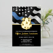 警察の退職シンブルーライン法執行部 箔招待状 (立ち正面)